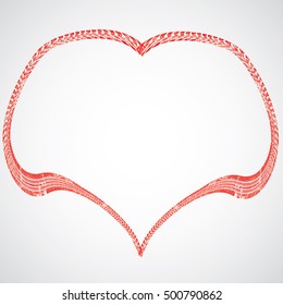 Tire tracks in heart form. Car thread silhouette. Vector illustration.