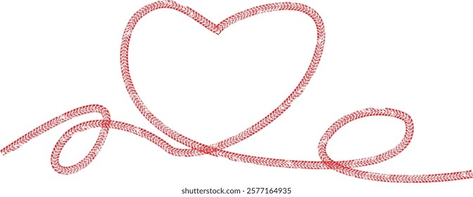 Tire tracks in heart form. One line love heart .Car thread silhouette. Heart symbol .Vector illustration.