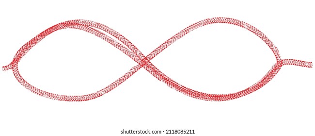 Pistas de neumáticos en forma infinita. Una línea interminable   Silueta de hilo de auto. Ilustración vectorial.