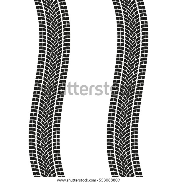 Tire tracks isolated on white background.
Winding Tyre prints. Vector
illustration.