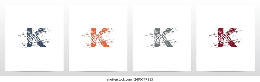 Tire Tracks Mark Dirty Grunge Letter Initial Logo Design K