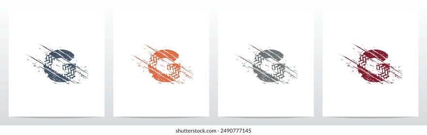 Tire Tracks Mark Dirty Grunge Letter Initial Logo Design G