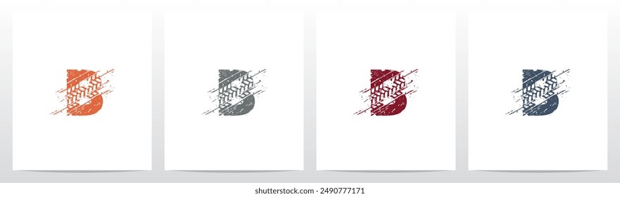 Tire Tracks Mark Dirty Grunge Letter Initial Logo Design B