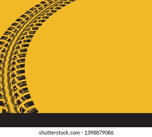 Tire tracks mark with yellow background