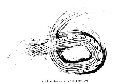 Tire tracks marks background in black and white style Vector illustration