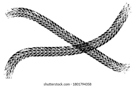 Pistas de neumáticos marcan el fondo en negro y blanco Ilustración vectorial