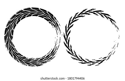 Tire tracks marks background in black and white style Vector illustration