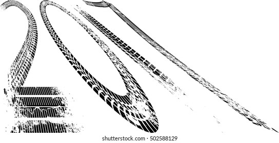 Tire Tracks . New year 2017. Car tread silhouette.