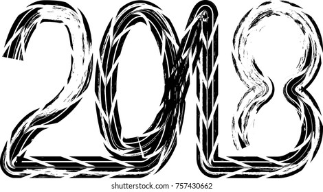 Tire Tracks . New year 2018. Car tread silhouette.