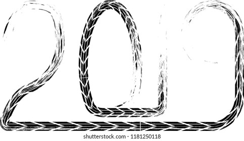 Tire Tracks . New year 2019. Car tread silhouette.