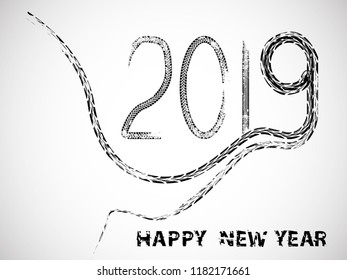 Tire Tracks . New year 2019. Car tread silhouette.