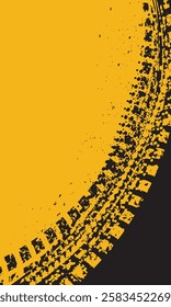 Tire Tracks on Yellow Background