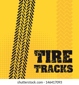 tire tracks over yellow background vector illustration 