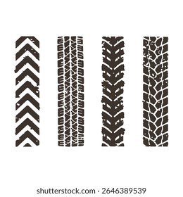 Tire tracks pattern, Texture Silhouette Vector. Grunge Vintage Retro style, various Automobile tire tracks patterns illustration