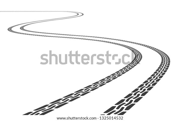 Tire Tracks Perspective View Vector Illustration Stock Vector Royalty