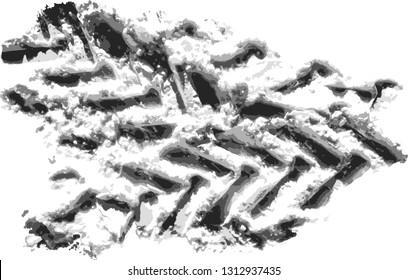 Tire tracks print texture. Horizontal grunge banner. Off-road background. Graphic vector illustration.