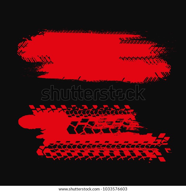 Tire Tracks\
Print Texture. Horizontal grunge banners. Off-road background.\
Graphic vector illustration. Editable graphic image in red colour\
isolated on a black\
background.