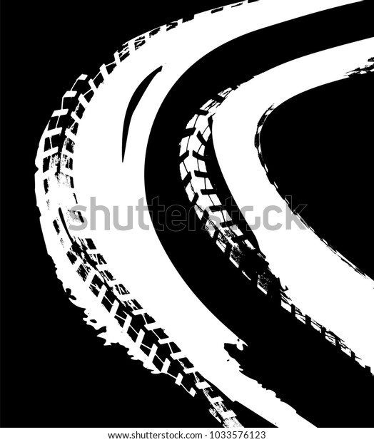 Tire Tracks Print Texture. Off-road\
background. Graphic vector illustration. Editable graphic image in\
black colour isolated on a white\
background.