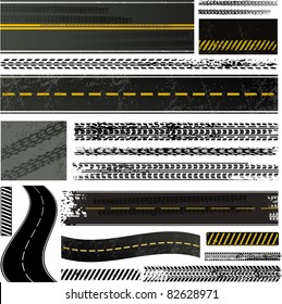 Tire tracks and roads collection