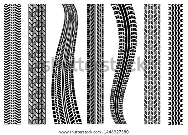 Tire Tracks Set Detailed Tire Prints Stock Vector (Royalty Free) 1446927380