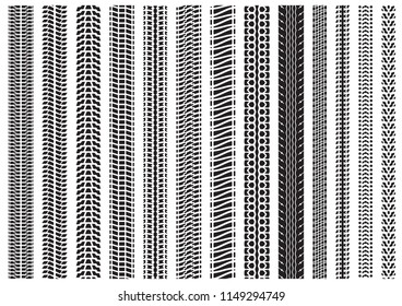 Tire tracks of various vehicles