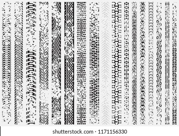 Tire tracks of various vehicles