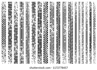 Tire tracks of various vehicles