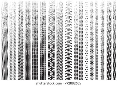 Tire tracks of various vehicles