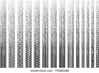 Tire tracks of various vehicles