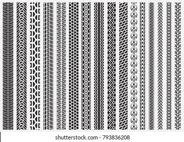 Tire tracks of various vehicles