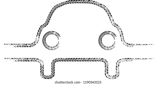 Tire tracks . Vector Tire Car Logo . Tyre Shop and Service icon ,