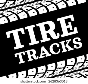 Tire tracks vector illustration frame on black background