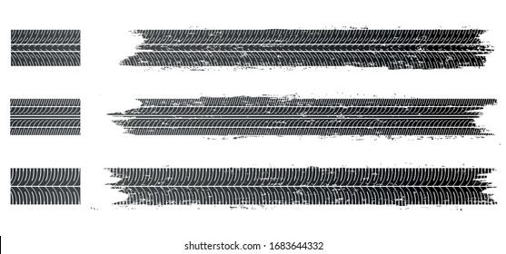 Tire tracks, vector illustration, grunge and clean.