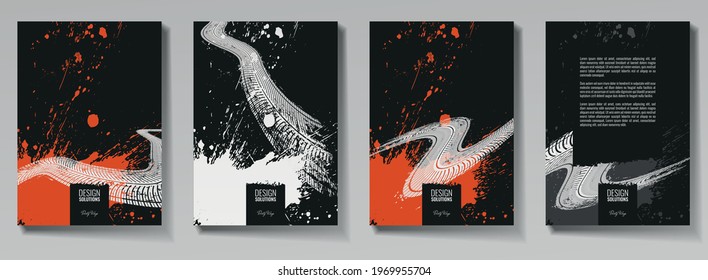 Reifenspuren, Vektorgrafik, Grunge. Für die Hintergrundseite, Broschüre, Broschüre, Flyer.