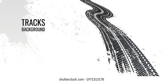 Tire tracks, vector illustration, grunge.