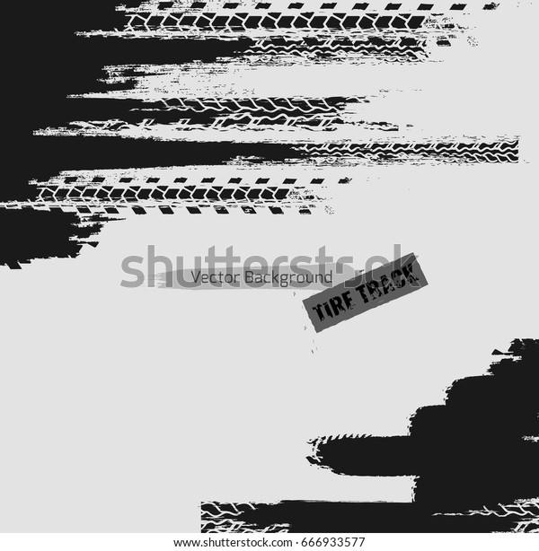 Tire tracks vector illustration. Grunge
automotive background element useful for poster, print, flyer,
book, booklet, brochure and leaflet design. Editable image in
monochrome white and grey
colors.