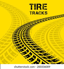 Tire tracks. Vector illustration on yellow background