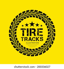 Tire tracks. Vector illustration on yellow background