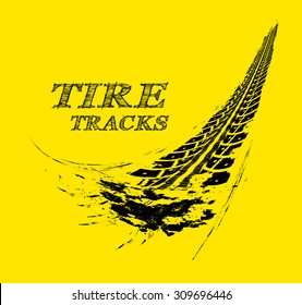 Tire tracks. Vector illustration on yellow background