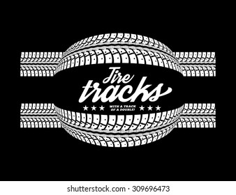 Tire tracks. Vector illustration on black background