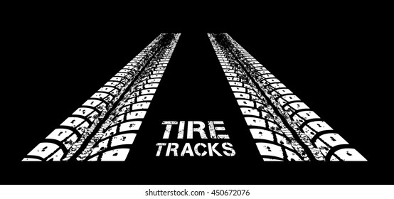 Tire tracks. Vector illustration on black background