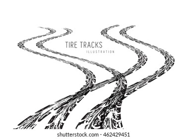 Tire tracks. Vector illustration on white background