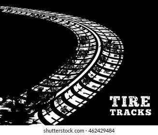 Tire tracks. Vector illustration on black background