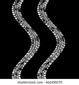 Tire tracks. Vector illustration on black background