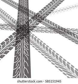 Tire tracks. Vector illustration on white background