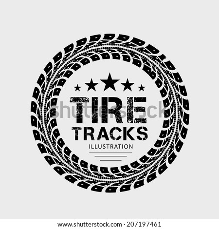 Tire tracks. Vector illustration on grey background