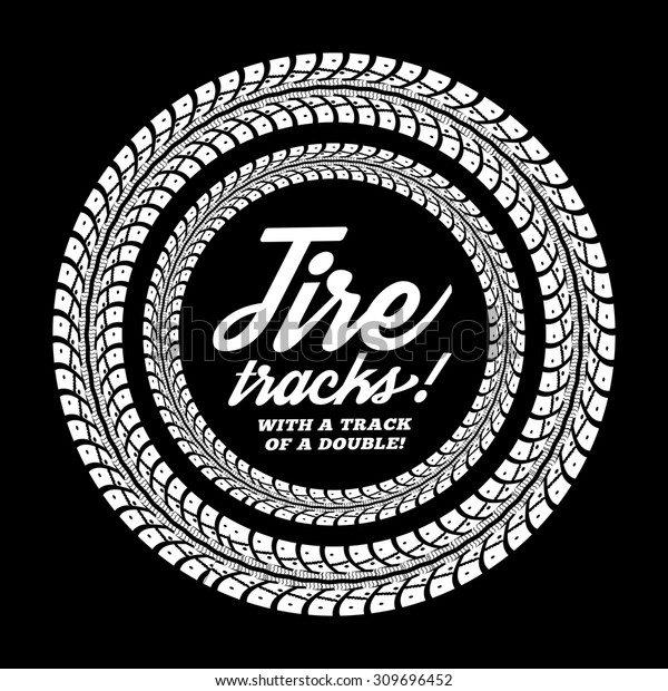 Tire\
tracks. Vector illustration on black\
background