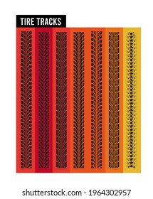 Tire tracks vector set illustration 
