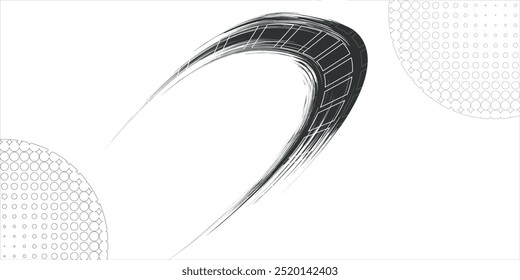 Tire tread marks, wheel textures, tire marks - car racing, motocross, drift, rally, off-road and others. Vector black isolated texture in grunge style with