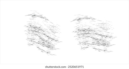 Marcas de piso de pneus, texturas de rodas, marcas de pneus - corridas de automóveis, motocross, deriva, rally, off-road e outros. Textura isolada em preto vetorial em estilo grunge com